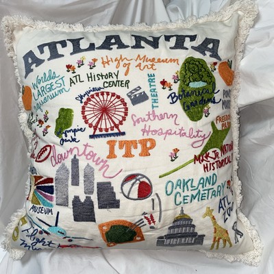 Large embroidered ATLANTA Landmark & Destination Souvenir Throw Pillow 19''x19''