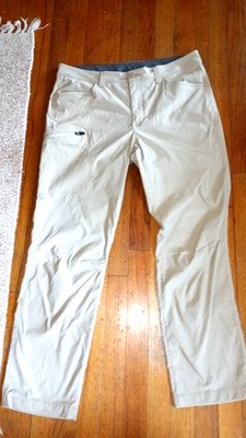 EDDIE BAUER ATHLETIC HIKING TRAVEX TREK BEIGE PANTS, T18, ROLL UP TABS 35x30