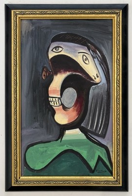 Pablo Picasso 1881-1973 Signed ,Oil on Canva. In the style of. Framed