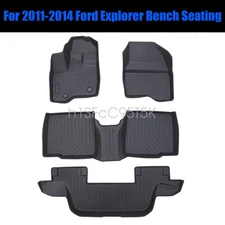 TPE Floor Mats Liners Set All-Weather For 2011-2014 Ford Explorer Bench Seating