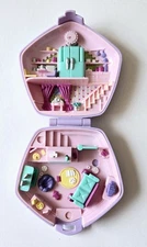 Vintage 1994 Bluebird Polly Pocket - Slumber Party Fun - Purple Octagon Compact