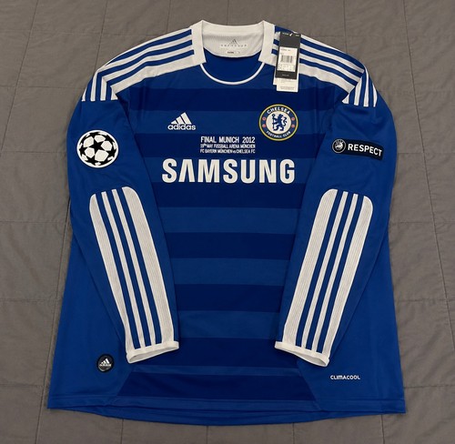 Drogba Chelsea Champhions League 2012 Munich Final Retro Long Sleeve Jersey
