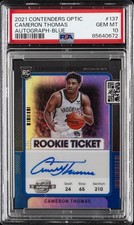 2021 CONTENDERS OPTIC AUTO-BLUE #137 CAMERON THOMAS 29/49 PSA 10