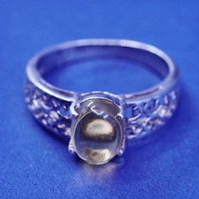 Size 7.25, vintage sterling 925 silver handmade filigree ring w/ yellow citrine