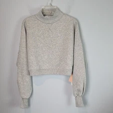 NEW Blogilates Women's Marshmallow Mockneck Gray Sweatshirt size xs extra small