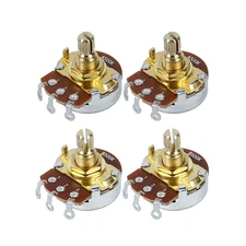 FLEOR 4pcs Golden Short Split Shaft Guitar Potentiometers Pots A500K+B500K