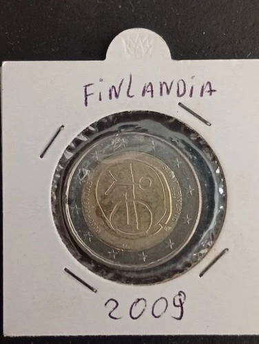 2009 FINLAND STYLIZED MAN 2 EURO COIN