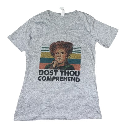 NEW Women's Grey HOCUS POCUS Winifred Dost Thou Comprehend Tee M