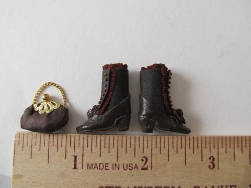 Artisan Summerlots Ladies Boots / Shoes Purse Victorian Dollhouse Miniature 1:12