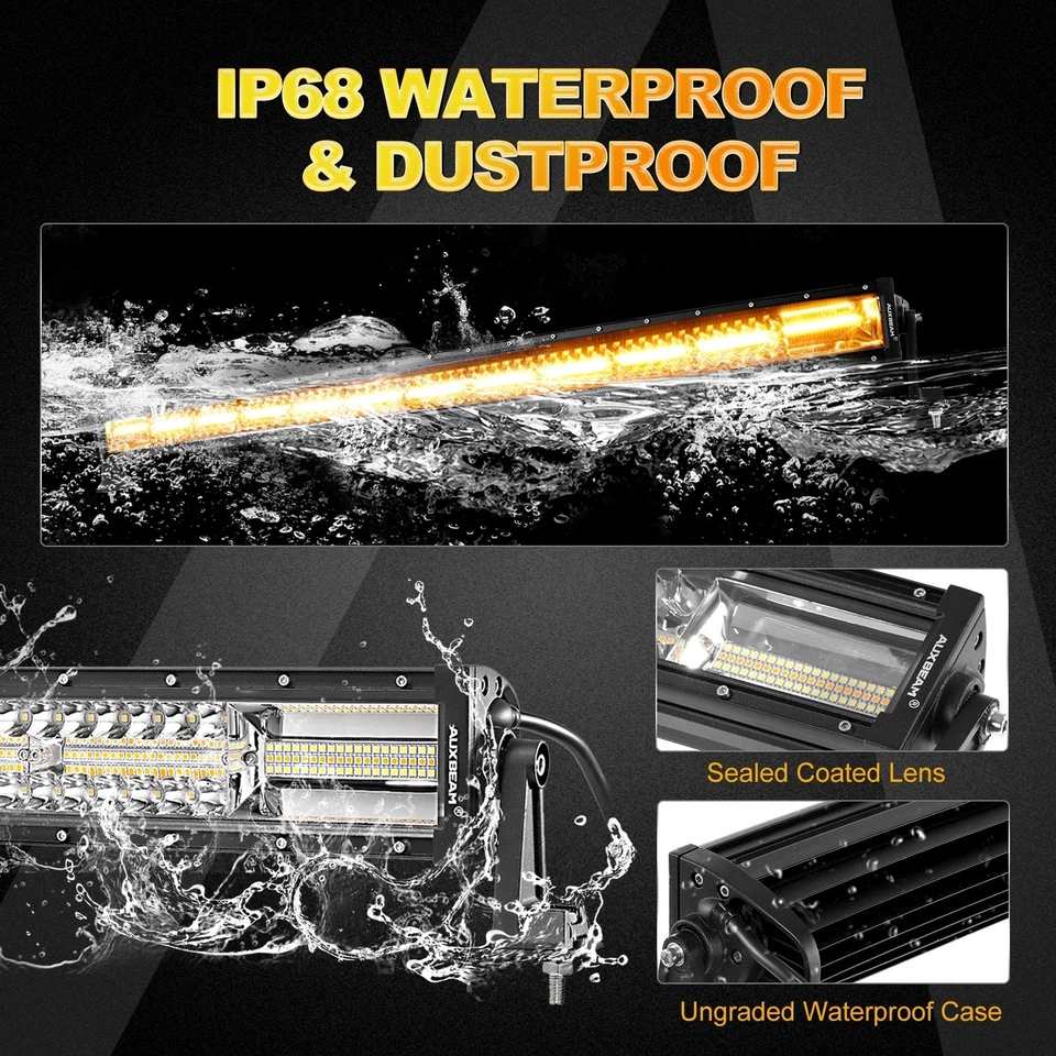 Barra de luz LED estroboscópica blanca ámbar curva AUXBEAM 50" pulgadas 6 modos para Chevrolet Foto 2 de 4