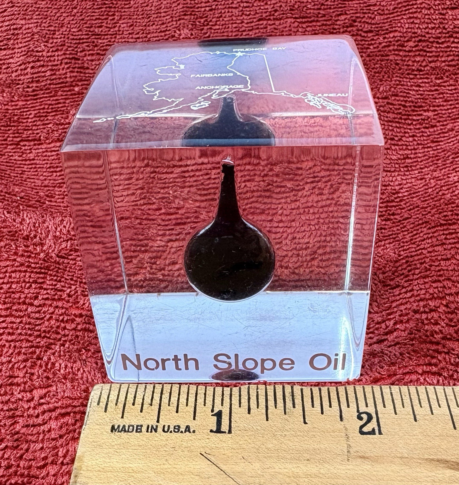 Alaskan North Slope Crude Oil In Lucite Paperweight 1976