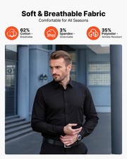 Men's Button Up Shirt, Mens Long Sleeve Wrinkle-free Button Down Dress Shirts,