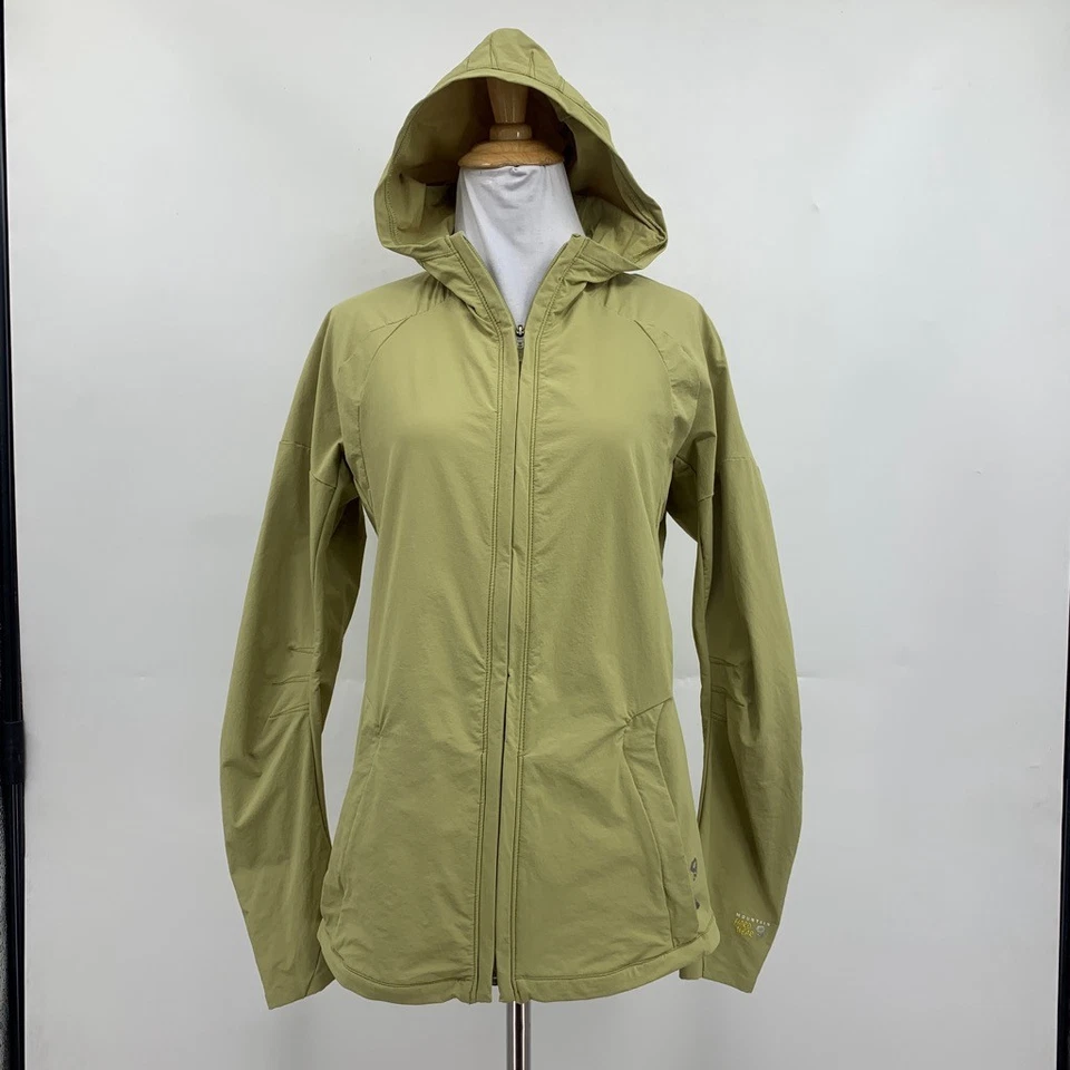 Mountain Hardwear Jacket Womens Medium Olive Nylon Blend Zip Up Light Hooded - Image 2 of 4