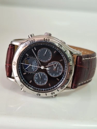 Rare Vintage Seiko Moon Phase Chronograph Quartz 7t36 6a00