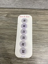 Vintage 1950s Casa de Leon Gray 4 Hole Sewing Button USA 6 On Card