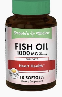 People's Choice Fish Oil 1000mg 18 Softgels Heart Health Gluten-Free Soy-Free