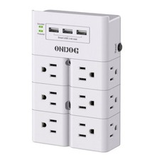 Multi Plug Outlet - 12-Outlet Extender Surge Protector, 3 USB Ports Wall Mount