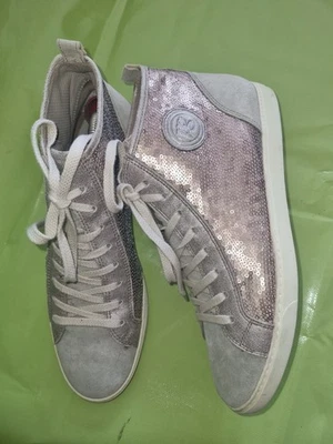 Tolle Paul Green Damen Stiefeletten Größe 41 leder/Pailletten Beige/rosa - Bild 1 von 4