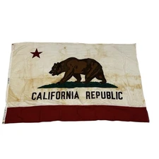 Vintage Bear Flag of California Republic 1950-60s 100% Cotton 4 X 6 Ft Ajax