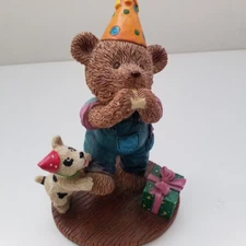 Russ Berrie & Co. Vintage Teddy Town Happy Birthday Figurine
