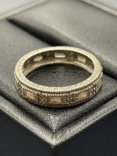 Vintage Sterling Silver Eternity Cubic Zirconia Band Ring 4.6 Grams Size 8.5 A20