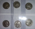 LOT Of 6 Silver Quarters.  Circulated 90% Silver.  Over 1 Oz Total.2X'54,61,62