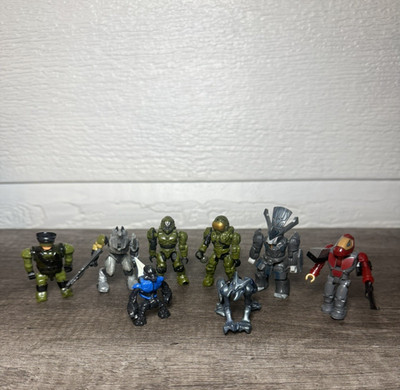 Halo Mega Blocks Mini Figure Lot Of 8 Master Chief, Spartans, Grunt, Crawler