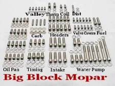 MOPAR ENGINE BOLTS KIT BIG BLOCK 383 400 413 426 WEDGE 440 STAINLESS STEEL ALLEN