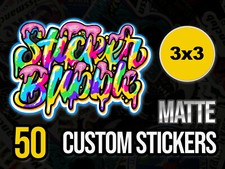 50 3x3 inch Custom Stickers Full Color Matte Die Cut Vinyl