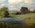 Texas Bluebonnets Landscape Oil Painting Giclee Art Printed on canvas L3705