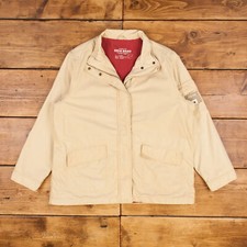 Vintage Eddie Bauer Workwear Jacket Xl Utility Pocket Beige Womens Zip Snap