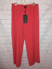 St. John Women's Elastic Waist Pull On Wide Leg Pants "Rouge" Logo Size M