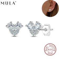 MULA Women Sparkling Heart Moissanite Stud Earrings 925 Sterling Silver Jewelry