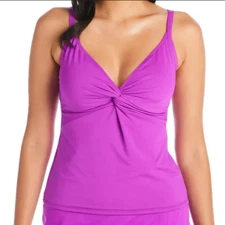 Bleu by Rod Beattie Women's Lets Get Twisted Women's Tankini Top Size 6D New