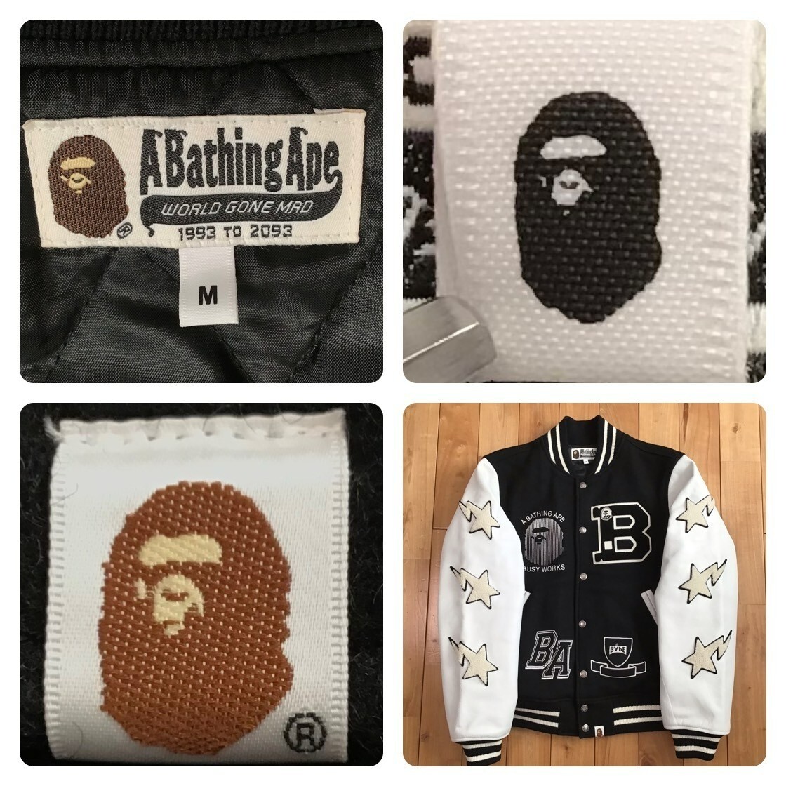 Leather Sleeve BAPE STA LOGO varsity jacket A Bathing Ape Size M