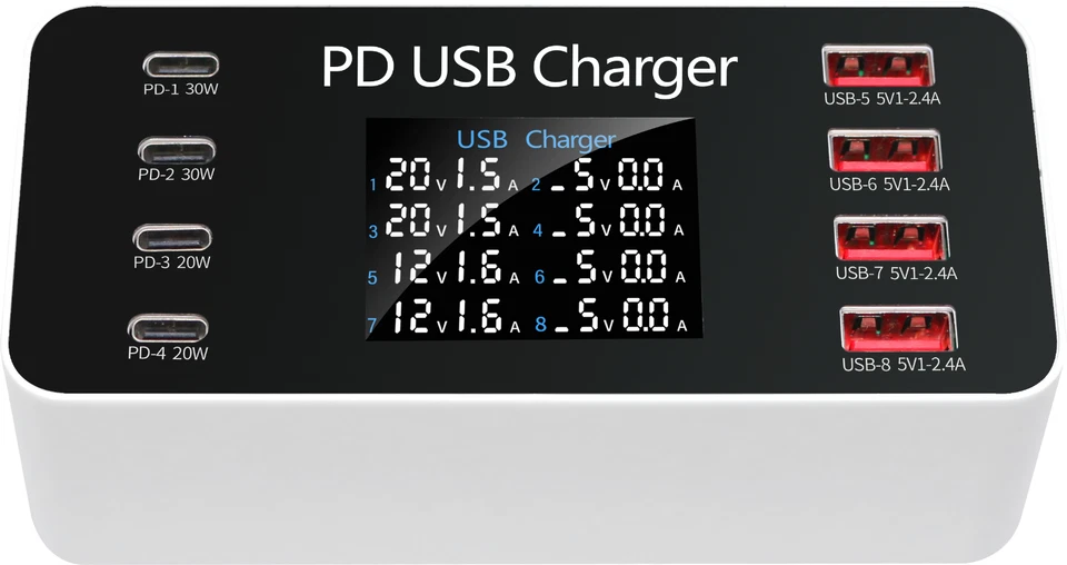 65W Multi USB C Charger QC3.0 Type C PD Fast Charging Station For iPhone Samsung - Image 2 of 4