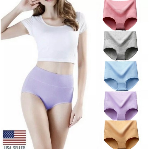 High Waisted Cotton Underwear Women’s Full Coverage Briefs Soft Breathable S-3XL - Picture 14 of 14