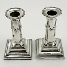 Pair of Late Victorian Classical Style Sterling Silver Candlesticks Sheffield