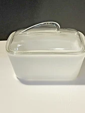 Vtg Glasbake 1.5 Quart Loaf Dish W Sharkfin Lid-Covered Refrigerator Dish J-805