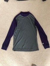 Rawlings Youth Long Sleeve Baseball Base Layer Shirt Gray Purple Polyester Large