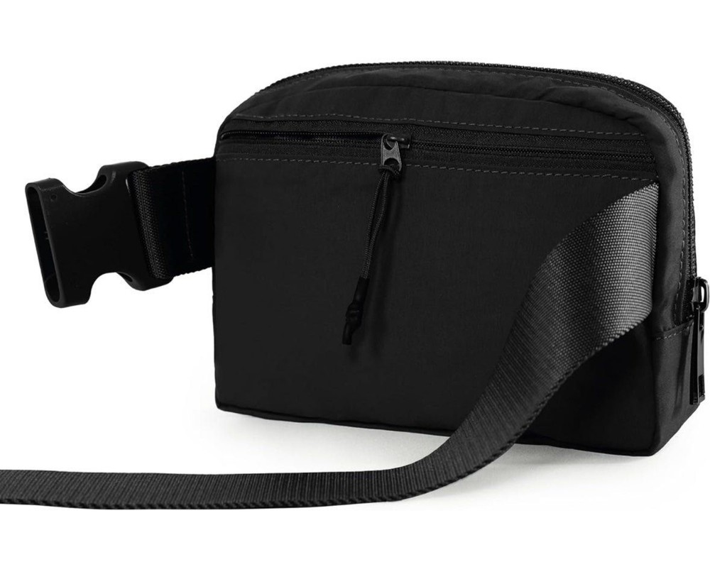 Black Zipper Belt Bag - Crossbody Fanny Pack for Hands-Free Convenience (773)