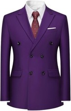 Men Suits Double Breasted Slim Fit Peak Lapel Tuxedo Formal Prom Groom Custom