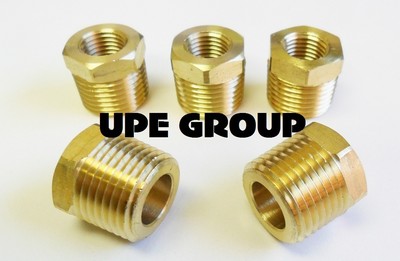 PRO-EDGE INDUSTRIAL Brass Hex Bushing Reducer - 1/2" Male X 1/8" Female NPT - QTY 5