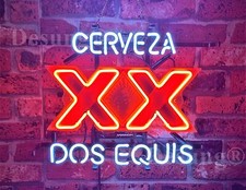 Letrero de luz de neón Cerveza XX Dos Equis 20"x16" barra de cerveza lámpara de vidrio real decoración