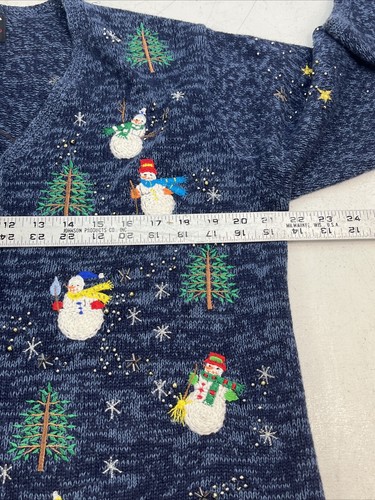 Women's Large Christmas Snowman Cardigan Sweater Designers Originals Studio - Picture 13 of 13