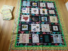 20 BLOCK FRIENDSHIP QUILT TOP ONLY back fabric Marion Pena estate OOAK Seamstobe