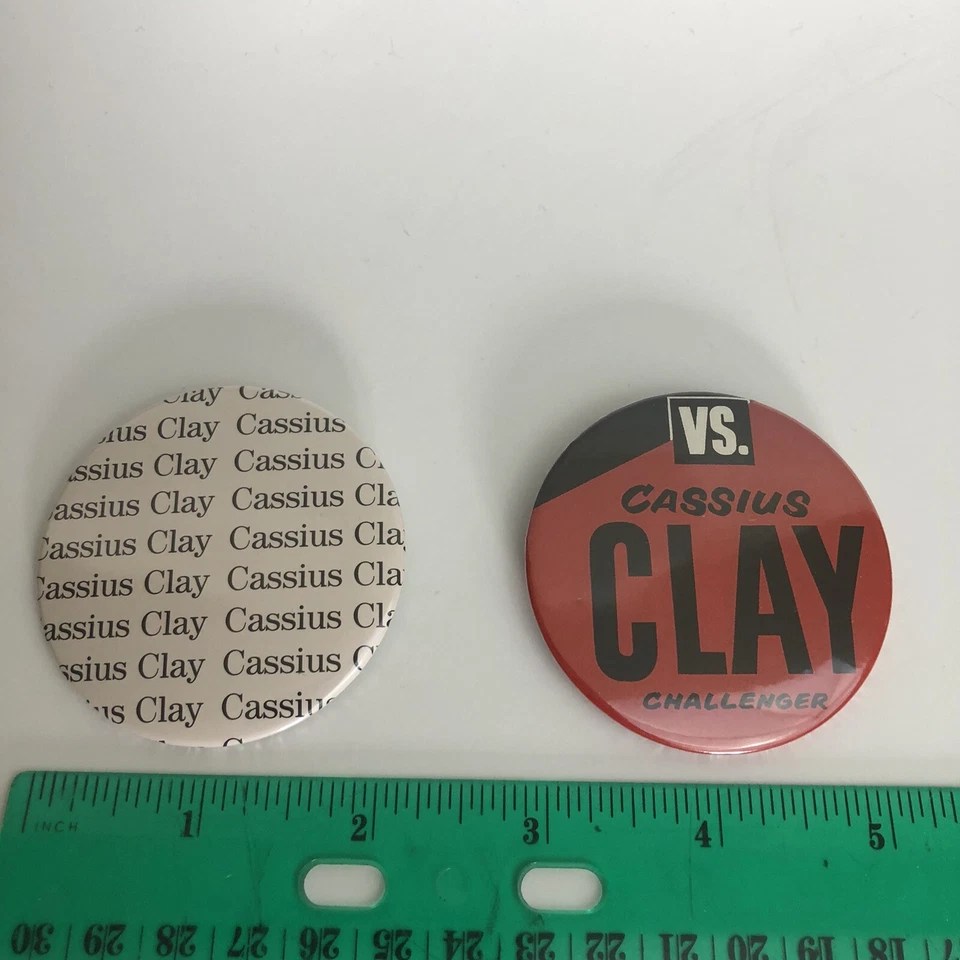 Muhammad Ali Pinback Button 2.25” Cassius Clay Pin Lot 2 Boxer Boxing Legend - Image 2 of 3