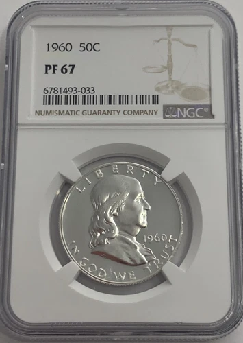 1960 NGC PF67 Proof Ben Franklin Half Dollar 50c 90% Silver New White Label