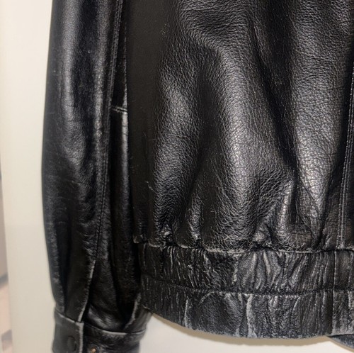 Chaqueta de bombardero acolchada de cuero St John's Bay cremallera completa para hombre talla M negra Y2K - Imagen 6 de 8