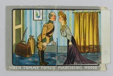 "When Tommy Comes Marching Home" Man and Wife Reunited Spread - Vintage Postcard
